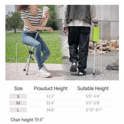 Walking Cane with Chair for Camping, Hiking and Elderly